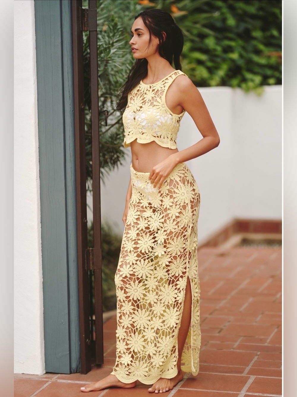 Anthropology Maje Tano Crochet Lace Maxi Skirt -Cover-Up NWT 💯 Cotton